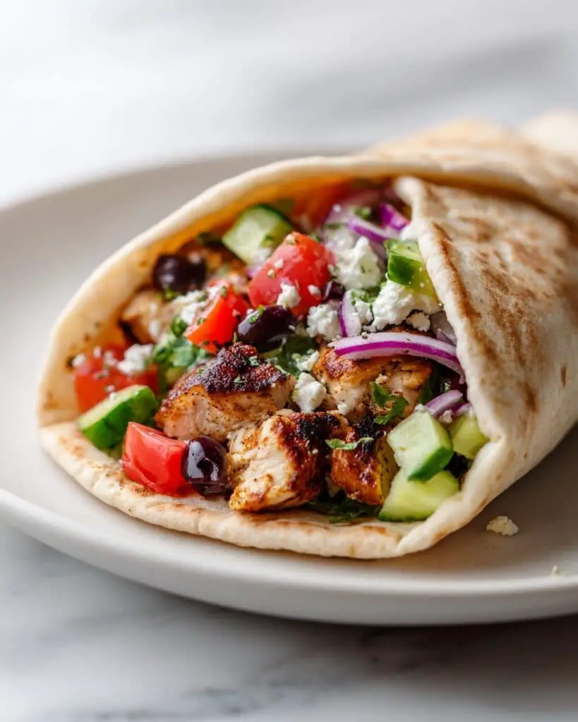 Chicken and Greek Salad Flatbread Wraps Recipe