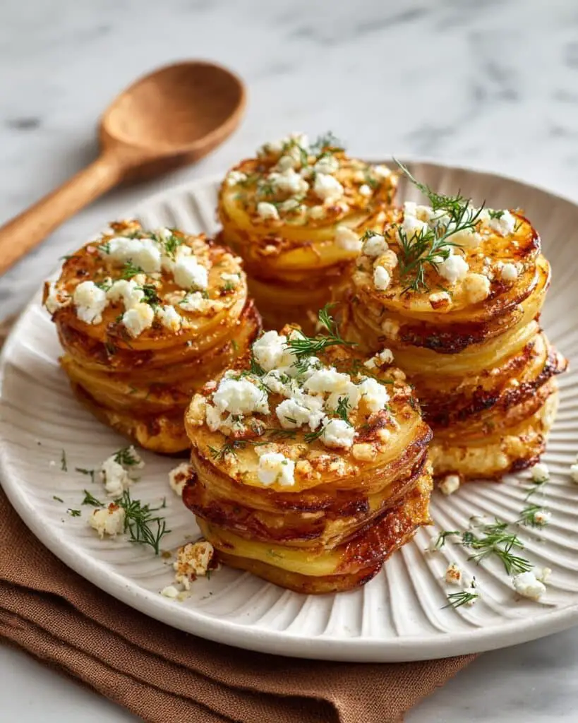 Crispy Smashed Potatoes with Feta & Dill Recipe