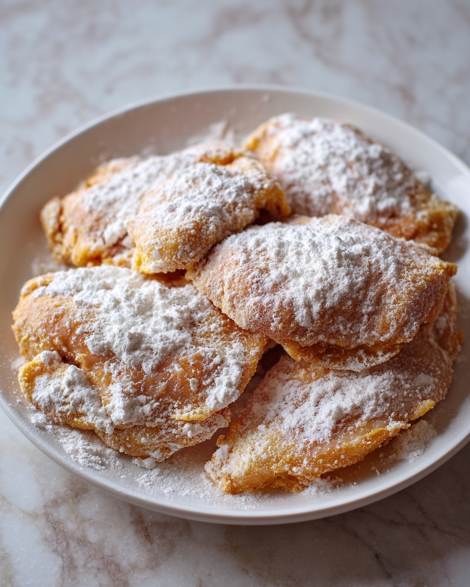 A white dish holds five pieces of yellow raw chicken coated in a light brown batter and heavily covered with white flour, giving a powdery texture on top. The chicken pieces are laid flat and arranged with some overlap, showing soft, uneven surfaces under the flour. The background has a white marbled texture that contrasts subtly with the dish. photo taken with an iphone --ar 4:5 --v 7
