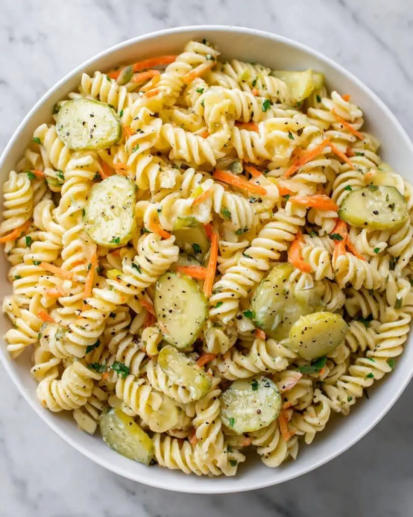 30-Min Dill Pickle Pasta Salad with Crispy Chickpeas Recipe