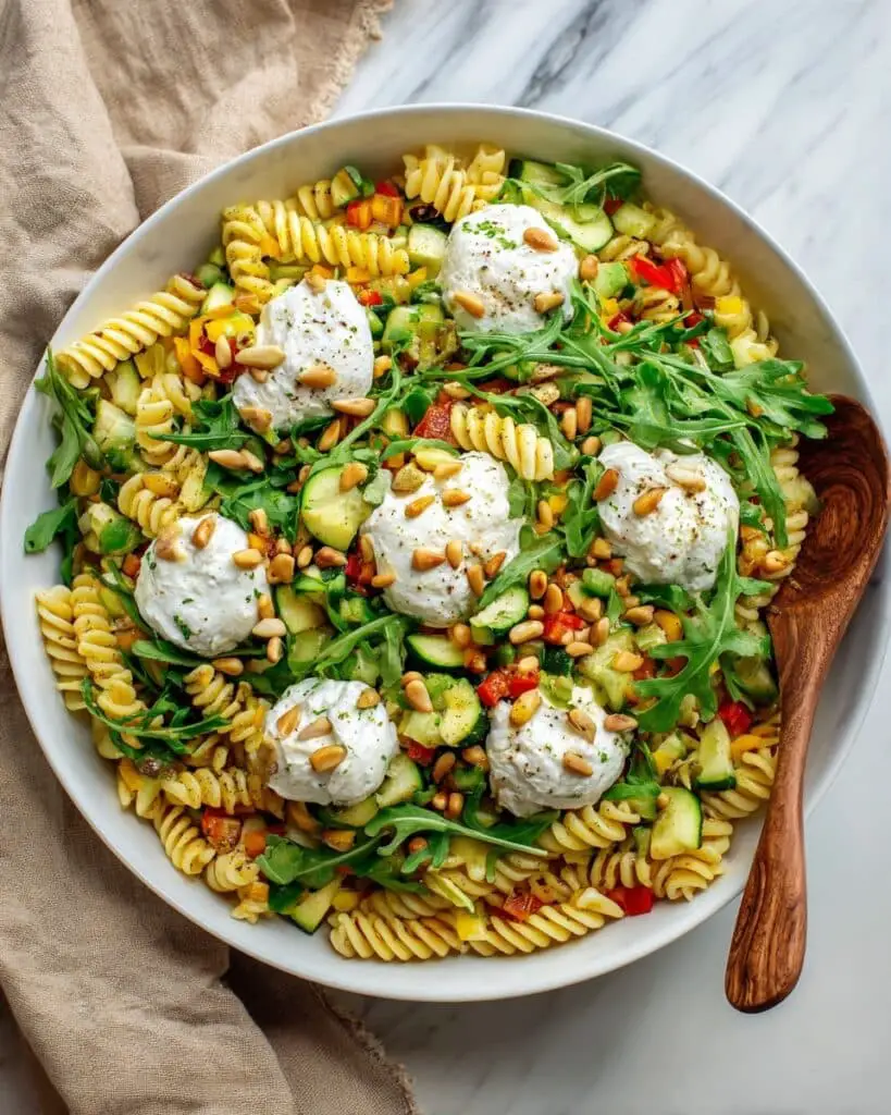 Low FODMAP Burrata Pasta Salad with Pesto Recipe