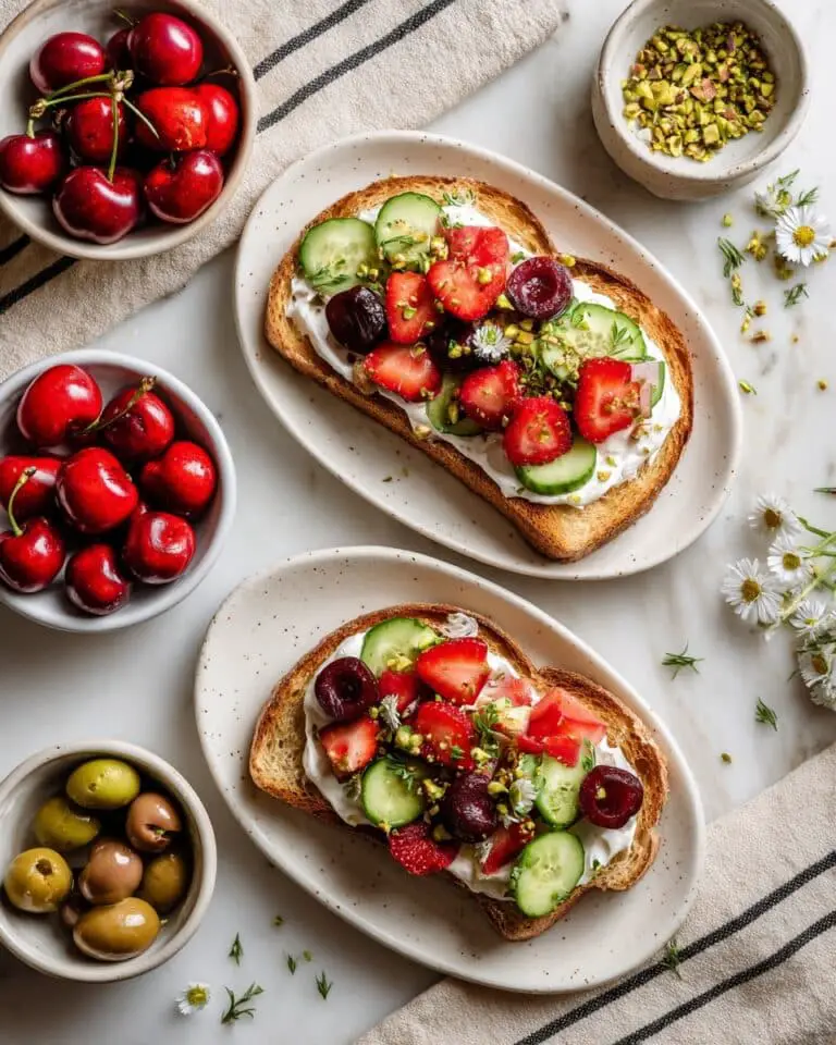 Whipped Feta Toast with Fresh Cherries & Honey Recipe