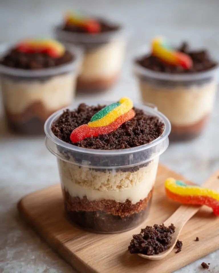 Dirt Pudding in Clear Plastic Buckets with Gummy Worms Recipe
