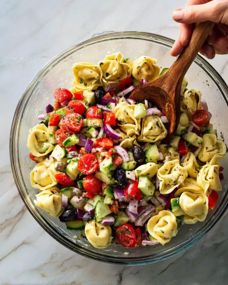 Tortellini Pasta Salad with Salami, Cherry Tomatoes, and Pesto Recipe