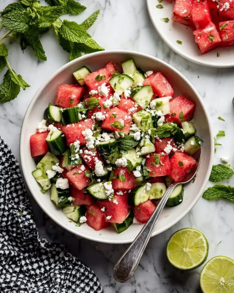 Watermelon Cucumber Salad with Feta and Fresh Mint Recipe