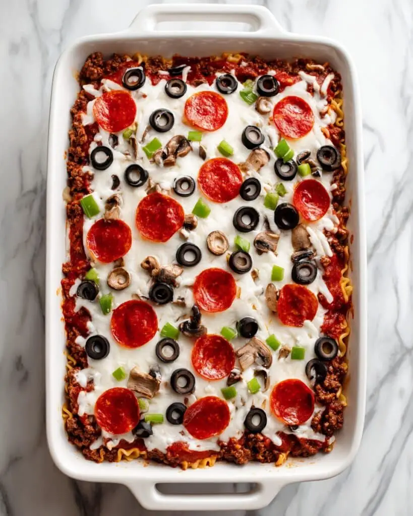 Cheesy Pizza Pasta Casserole Recipe