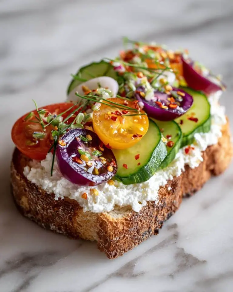 Cottage Cheese Toast with Veggies and Chili Crunch Recipe