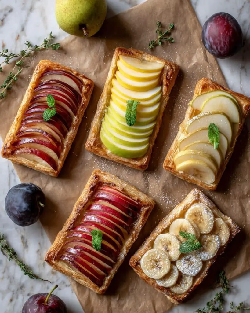 Viral Upside Down Puff Pastry Tarts with Pear, Banana, and Peach Recipe