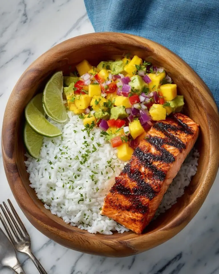 Grilled Salmon with Mango Salsa and Coconut Rice Recipe