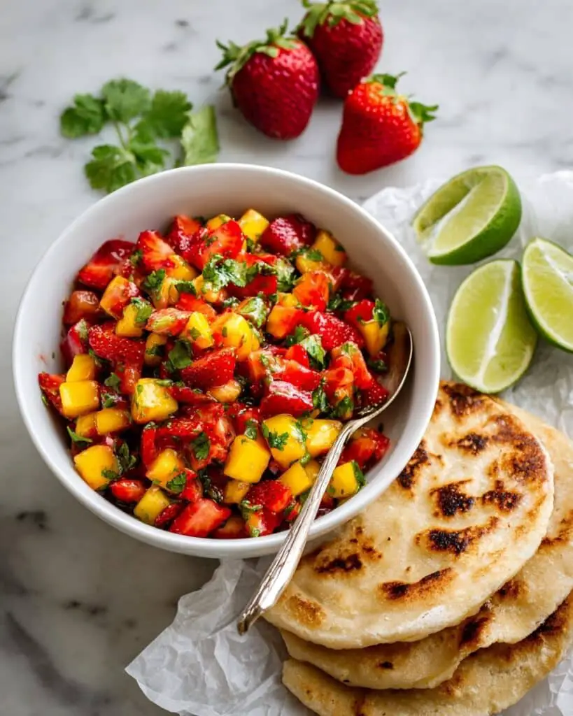 Strawberry Mango Salsa with Cinnamon Sugar Chips Recipe