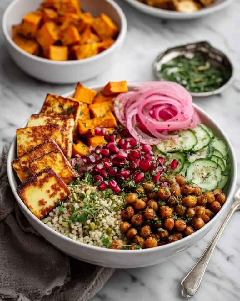Hot Honey Halloumi & Chickpea Bowls Recipe