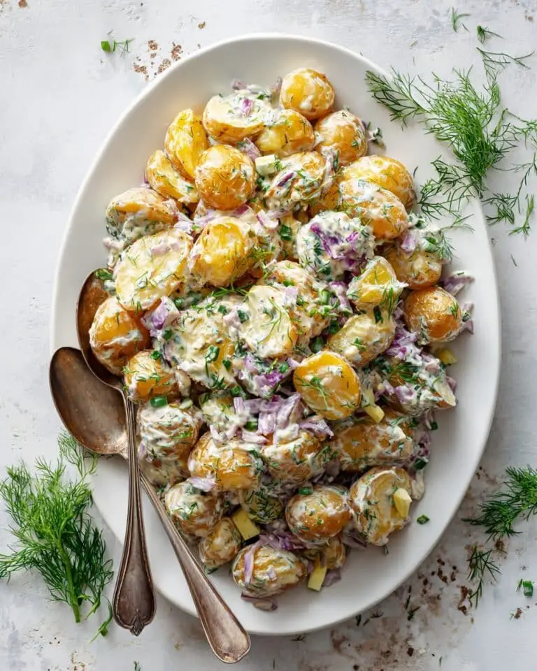 Crispy Smashed Potato Salad with Herbed Vegan Yogurt Dressing Recipe