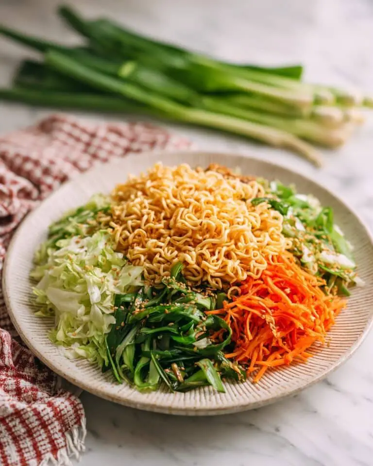 Toasted Ramen Noodle Salad with Napa Cabbage, Carrots, and Sesame-Almond Dressing Recipe