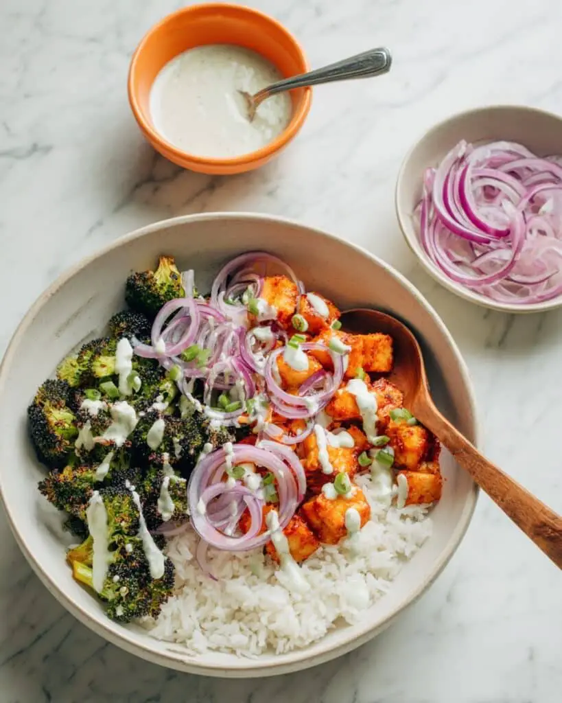 Buffalo Chicken Rice Bowls with Roasted Broccoli Recipe