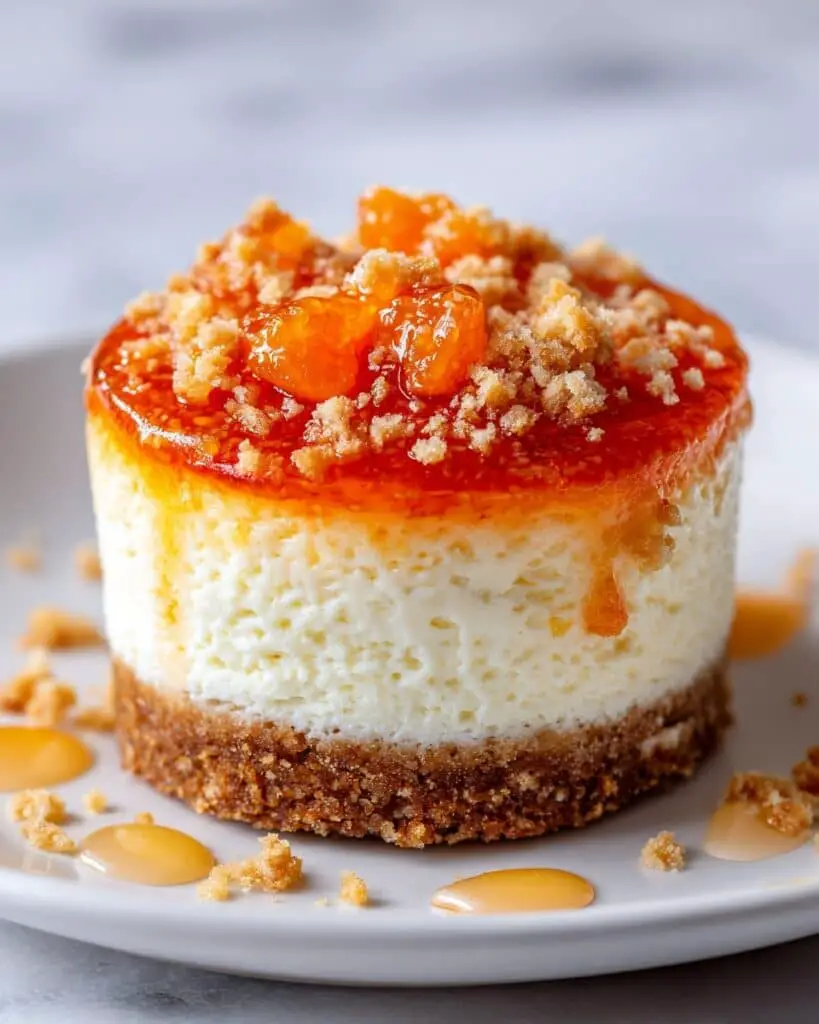 Mini Peach Cheesecake Muffins with Cinnamon Spiced Peaches and Crumble Topping Recipe