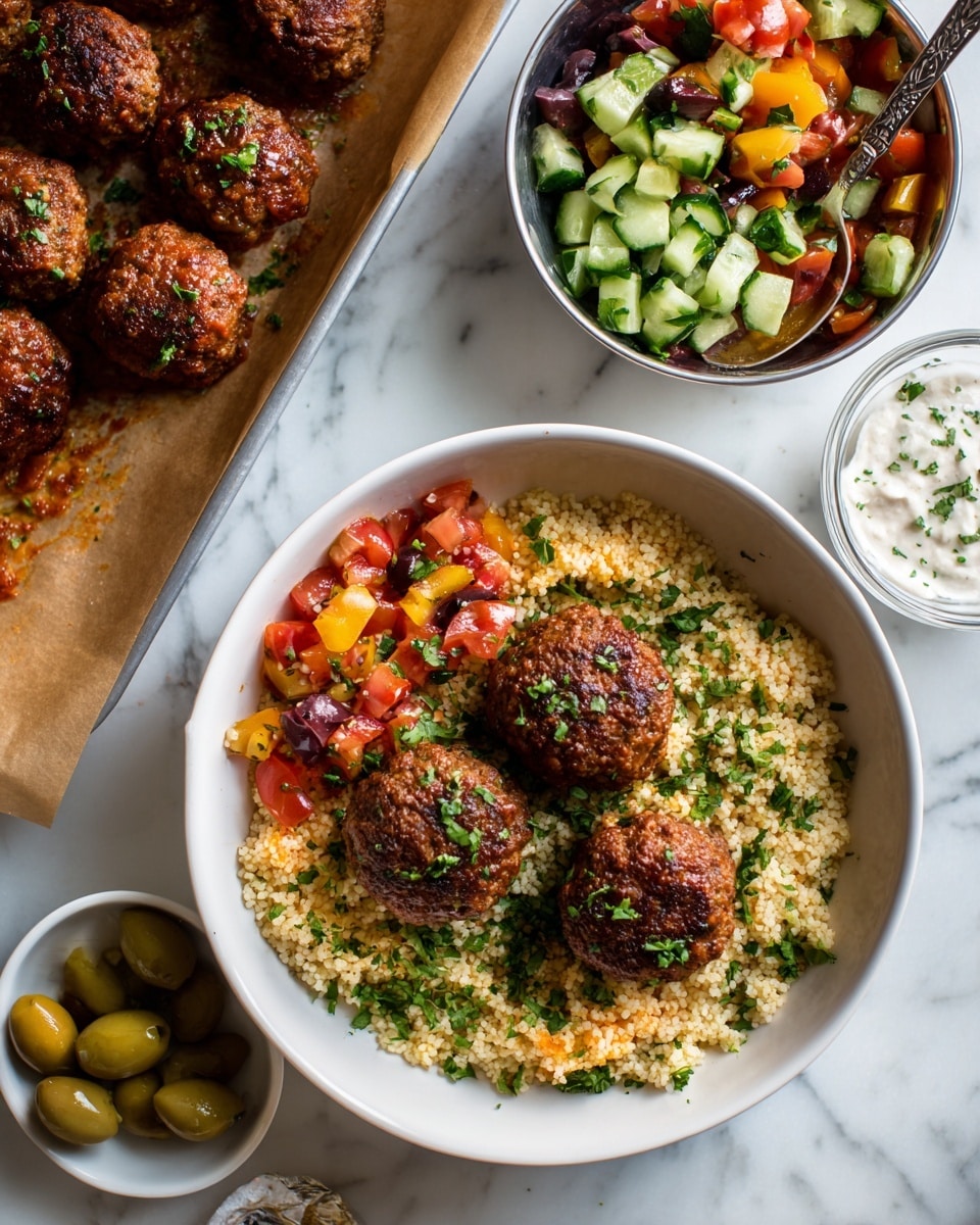 Sheet Pan Greek Lamb Meatballs with Lemony-Yogurt Sauce Recipe