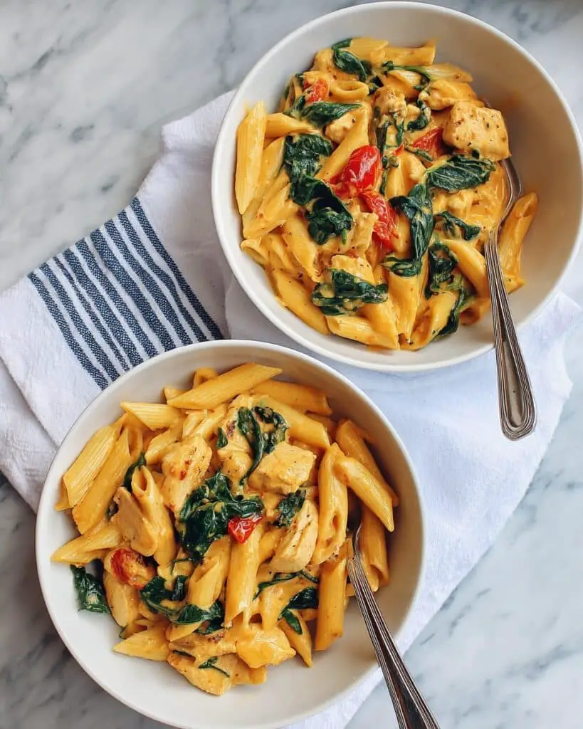 One Pot Creamy Boursin Tomato Pasta with Chicken Recipe